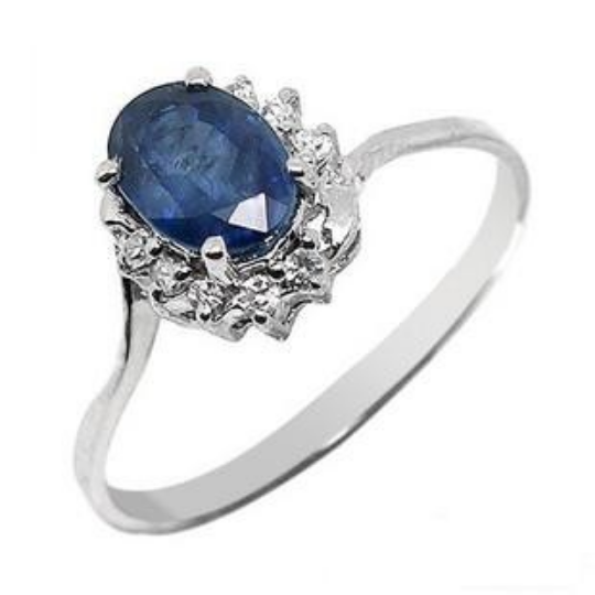 Genuine Blue Sapphire Ring covered with 14k white gold on Solid 925 ...